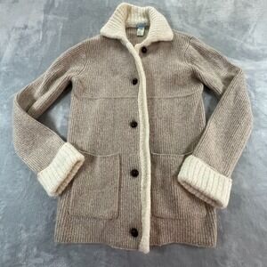 Vintage Urchin Knits Cardigan Womens M Chunky Y2K Coatigan Beige Cabincore Cozy